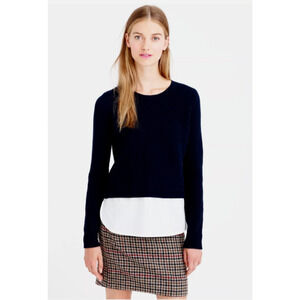 J.CREW Women's Navy Blue 100% Wool Sweater Dress Shirt Cotton Career Business XS